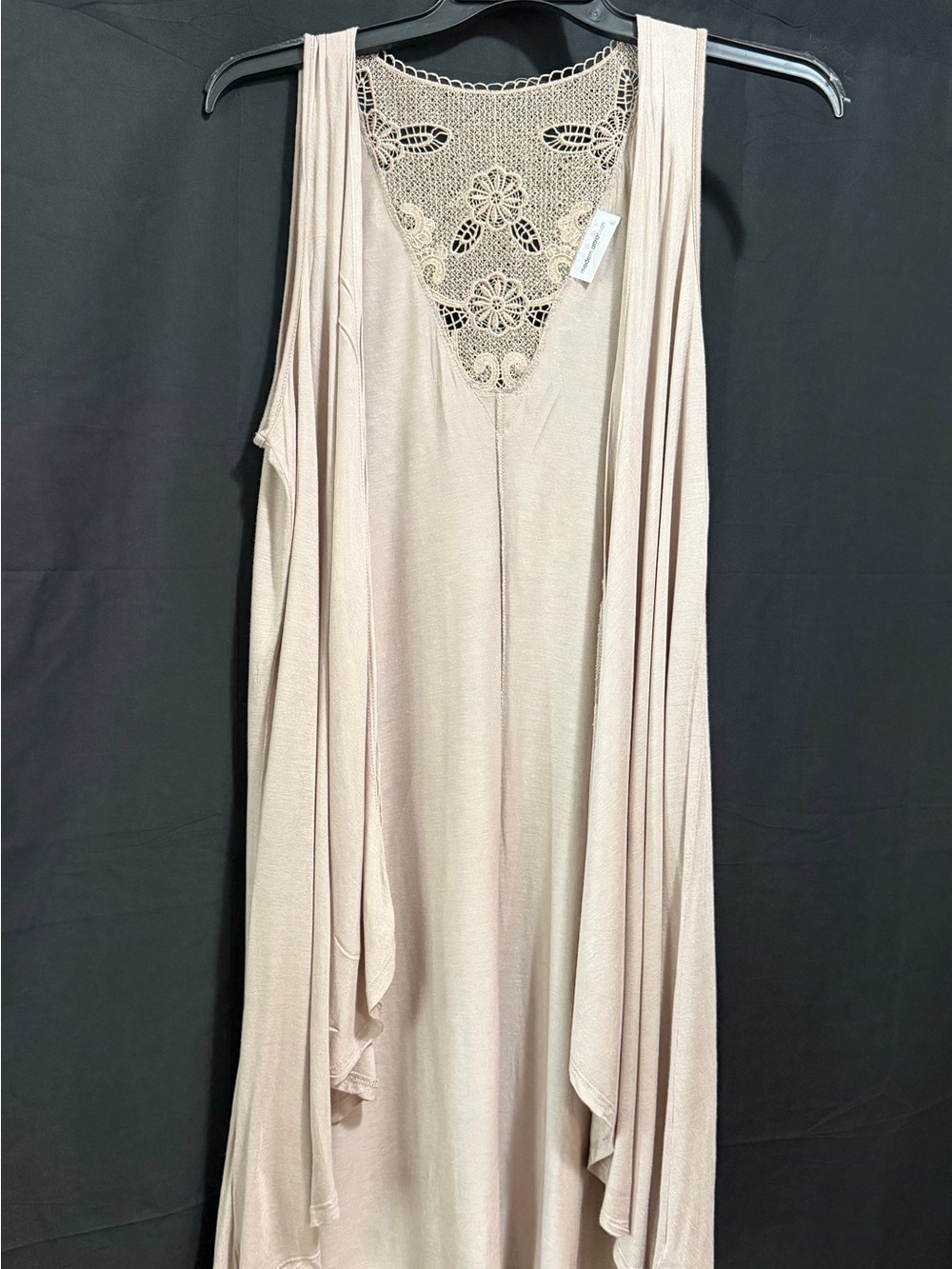 Sleeveless Crochet Back Maxi Dress in Soft Blush